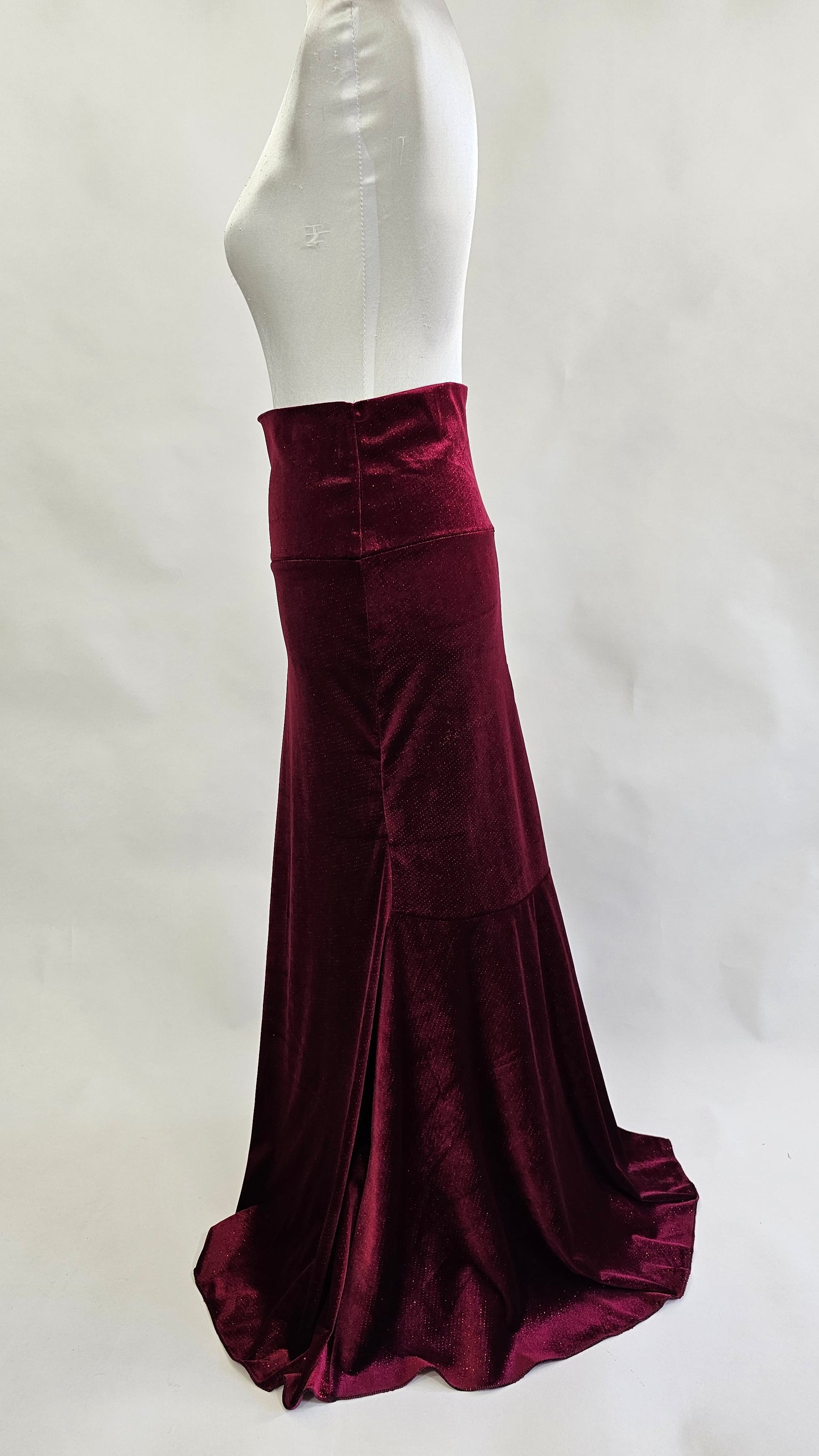 High Waist Skirt Velvet RED