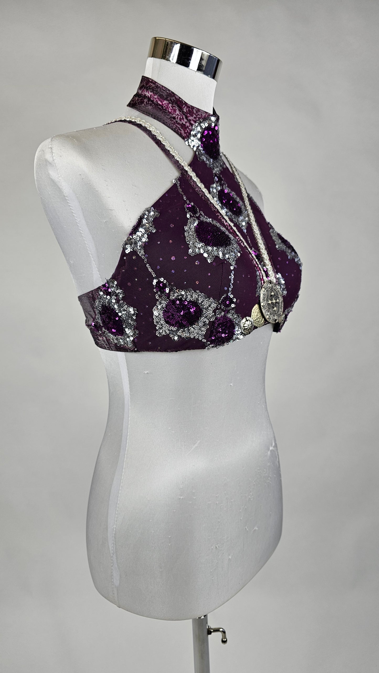 Pinori BRA Stehkragen "VIOLETT" Pailletten