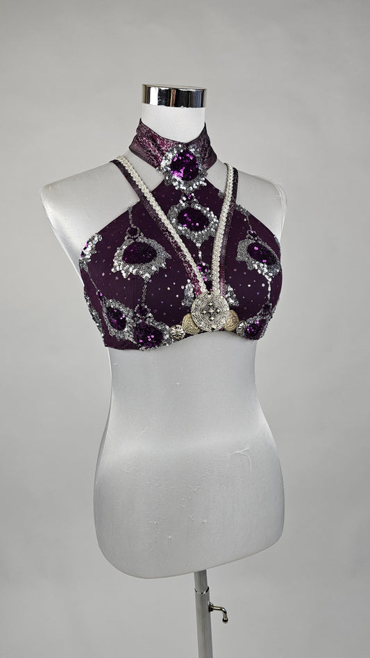 Pinori BRA Stehkragen "VIOLETT" Pailletten
